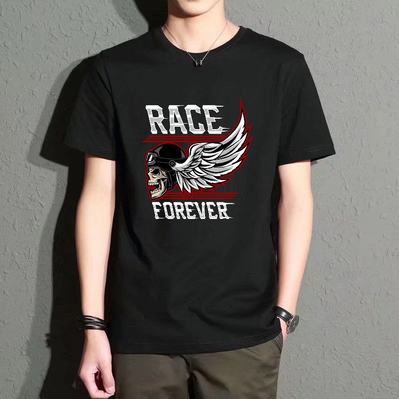Street Fashion Brands - Men's Black Round-Neck Short-Sleeved T-Shirt with