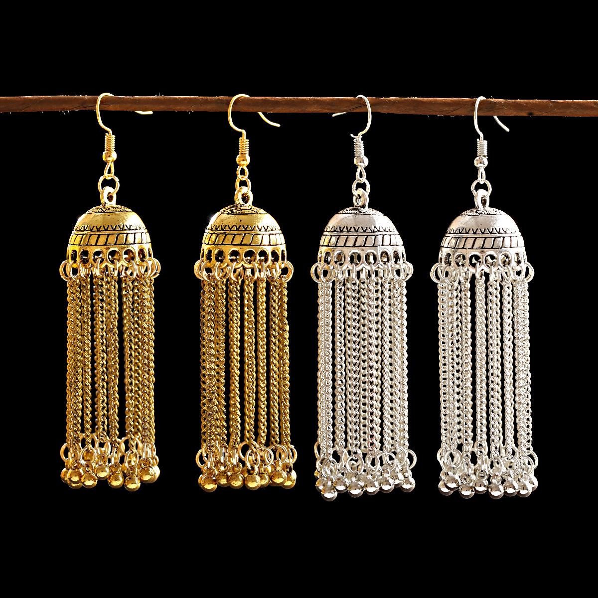 Street Fashion Thailand - New fashion bell earrings, long fringed