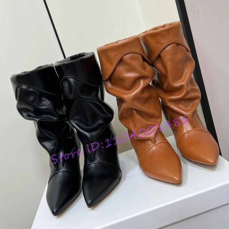 Street Fashion Runway - Women's Pleated Suede Leather Short Boots