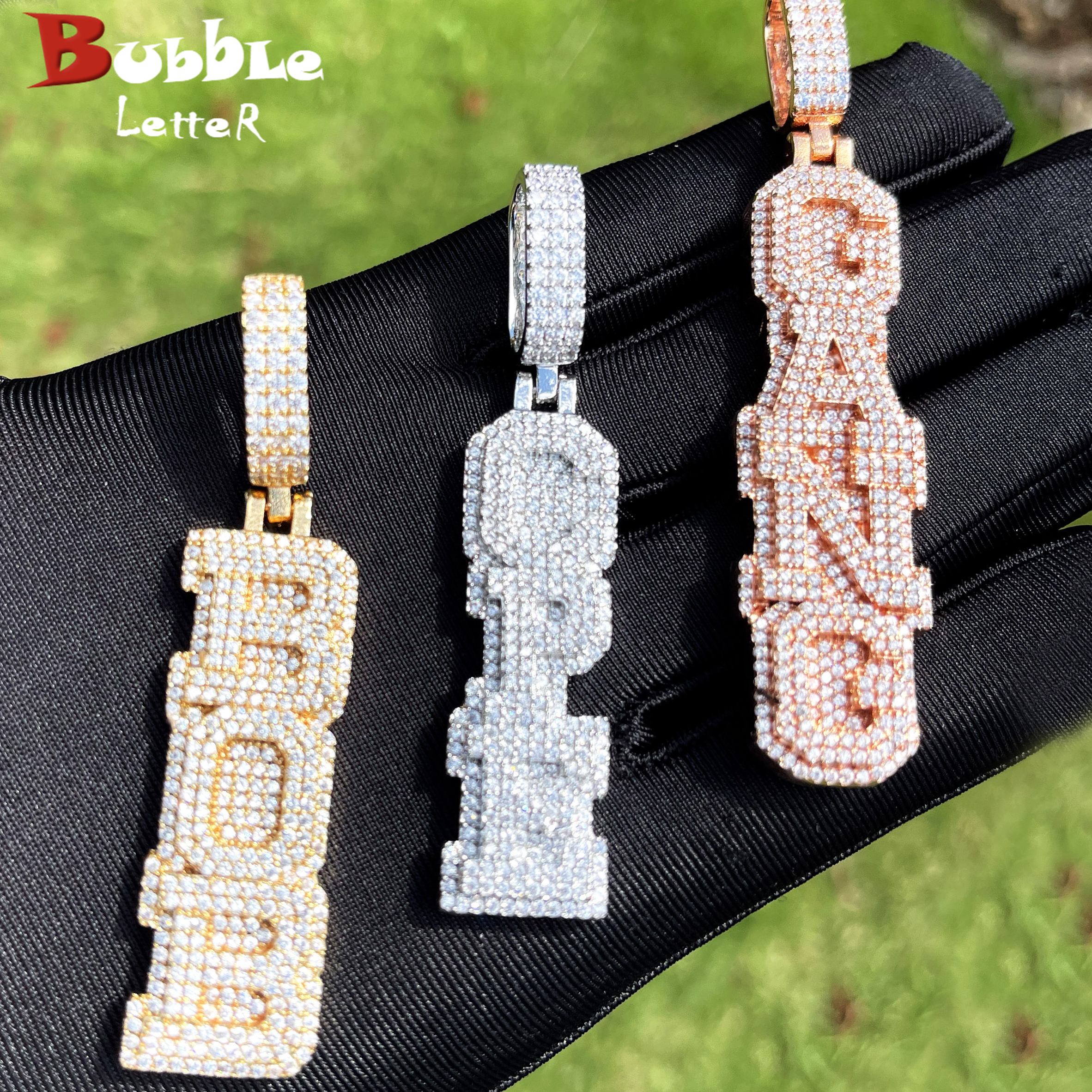Street Fashion Necklace - Bubble Letter Customized Name Necklace Pendant
