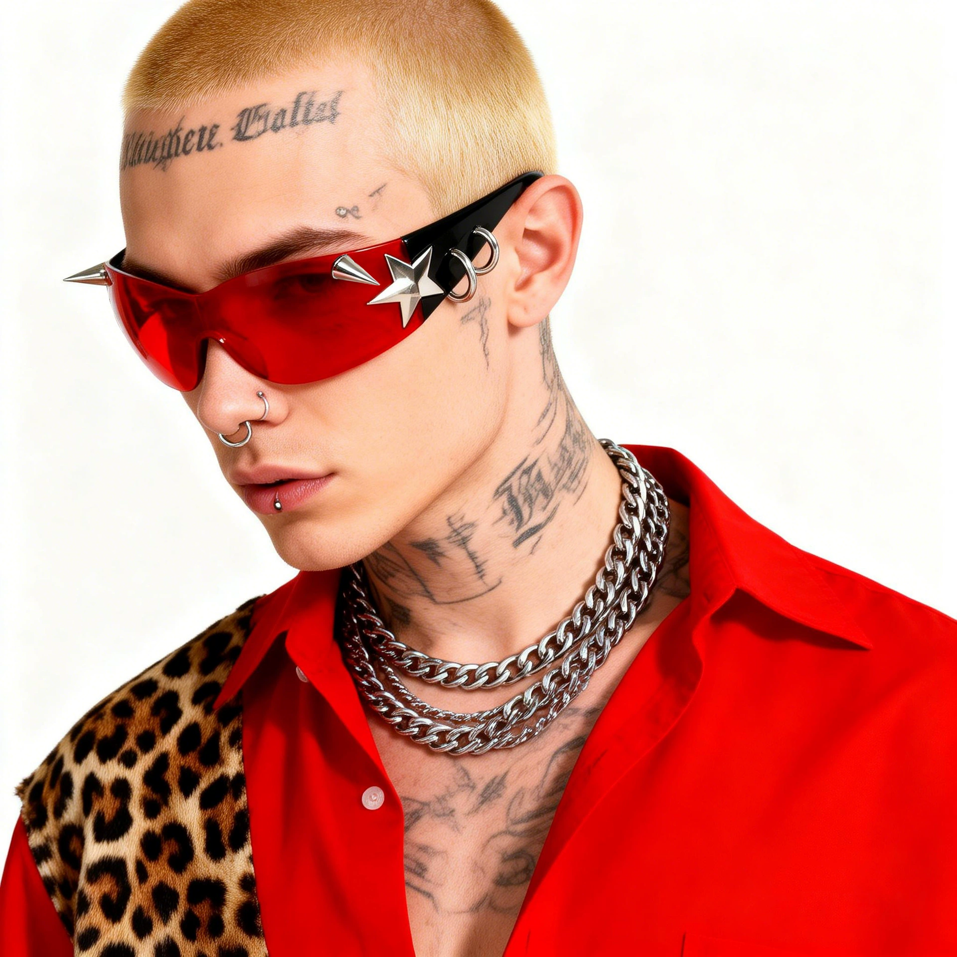Street Fashion Girls - Rivet Punk Metal Star Frame Glasses