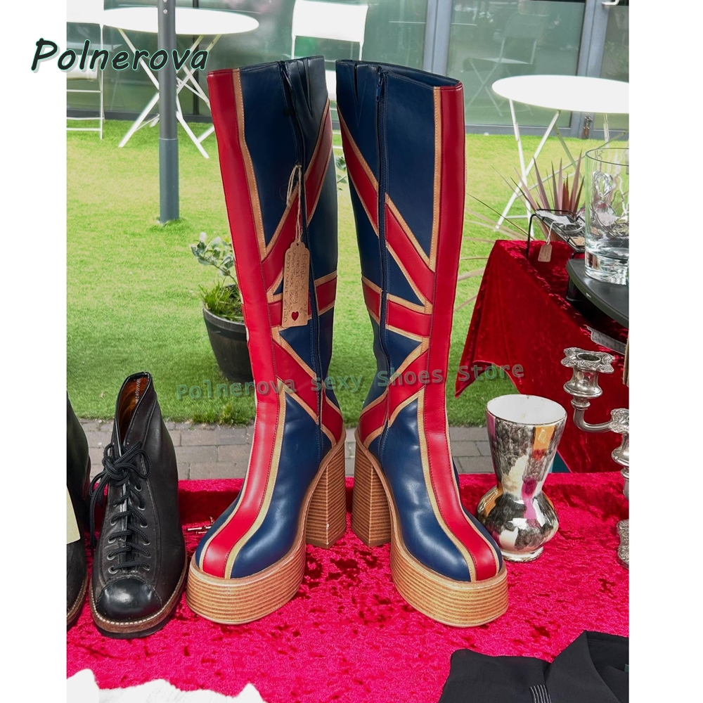 Street Fashion Girls - Union Jack Platform Fashion Boots Round