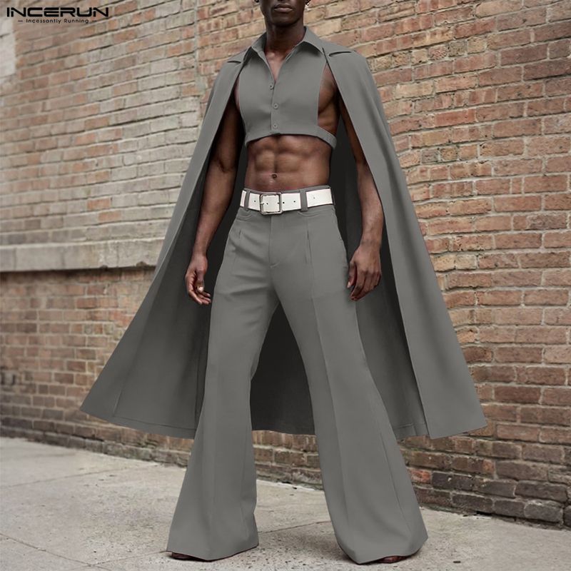 INCERUN Men Sets Solid Color L - Fashion Streetwear incelemesi ve fiyatı