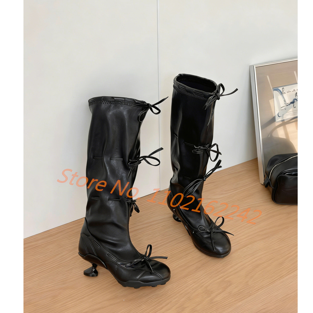 Bow-Tie Ballet Knee-High Boots - Street Fashion Runway incelemesi ve fiyatı