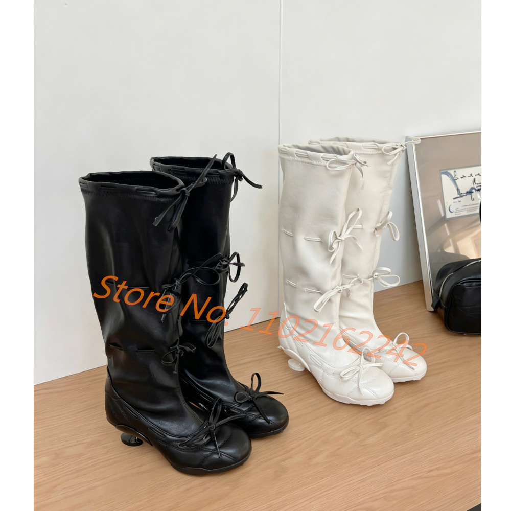 Bow-Tie Ballet Knee-High Boots - Street Fashion Runway incelemesi ve fiyatı