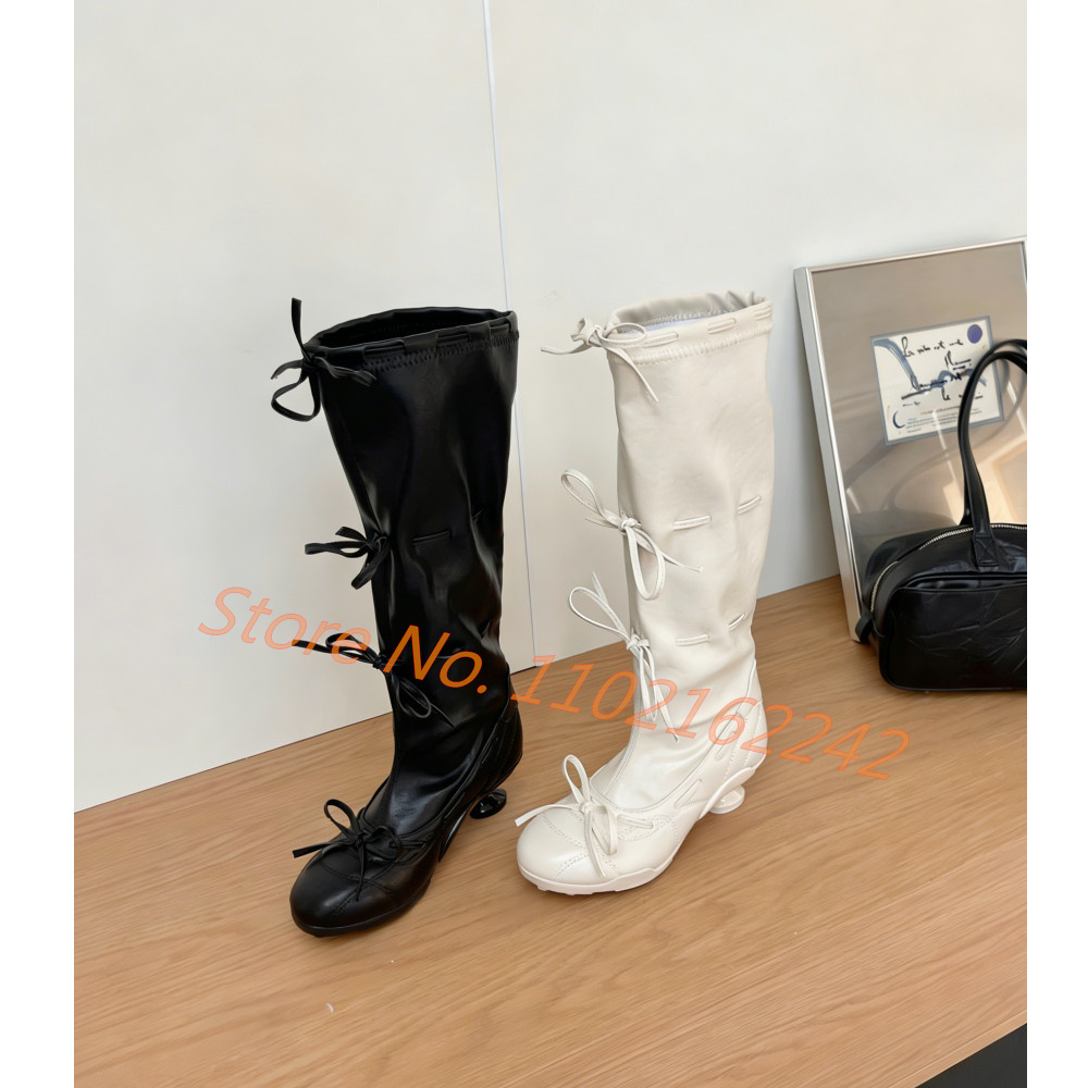 Bow-Tie Ballet Knee-High Boots - Street Fashion Runway incelemesi ve fiyatı