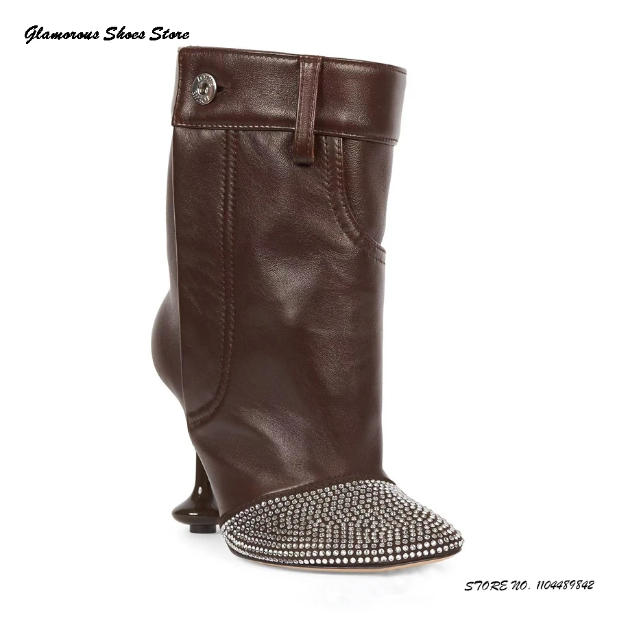 Crystal Square Toe Leather Boo - Street Fashion Runway incelemesi ve fiyatı