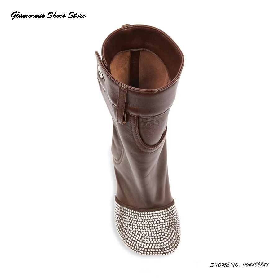 Crystal Square Toe Leather Boo - Street Fashion Runway incelemesi ve fiyatı