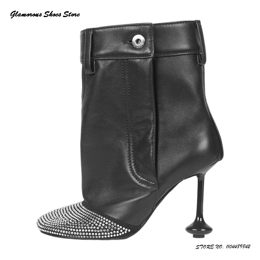 Crystal Square Toe Leather Boo - Street Fashion Runway incelemesi ve fiyatı
