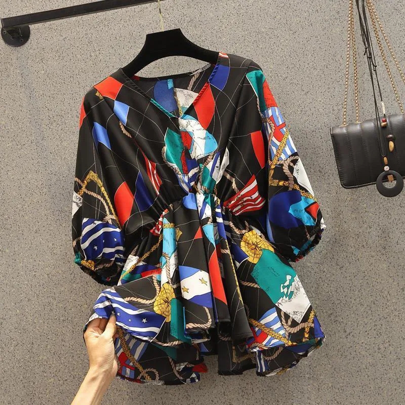 Geometric Printing Chiffon Hig - Korean Street Fashion Female incelemesi ve fiyatı