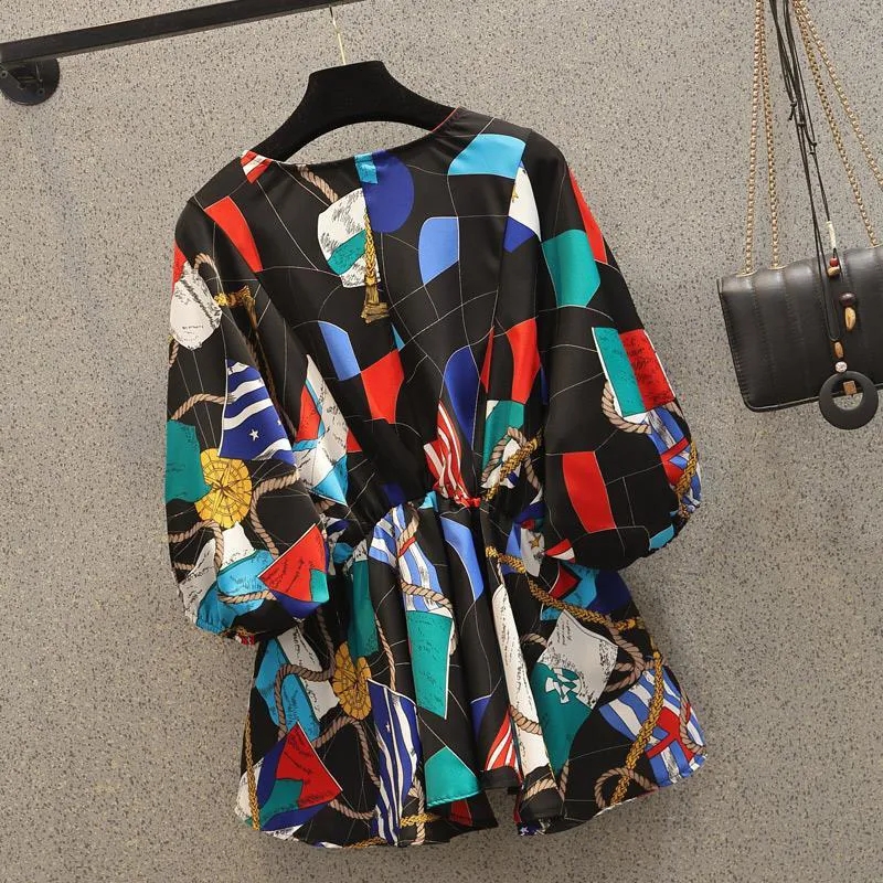 Geometric Printing Chiffon Hig - Korean Street Fashion Female incelemesi ve fiyatı