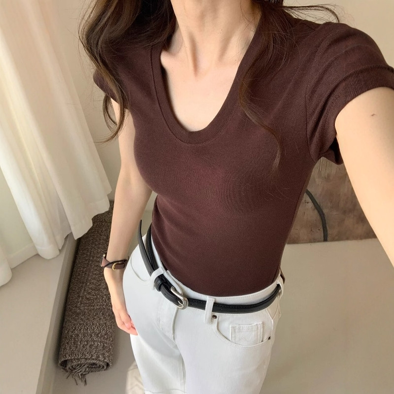 U-Neck Shoulder Short Sleeve T - Fashion Streetwear incelemesi ve fiyatı