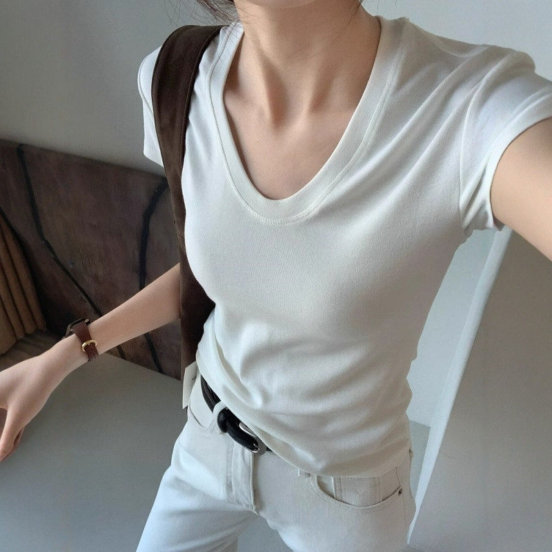 U-Neck Shoulder Short Sleeve T - Fashion Streetwear incelemesi ve fiyatı