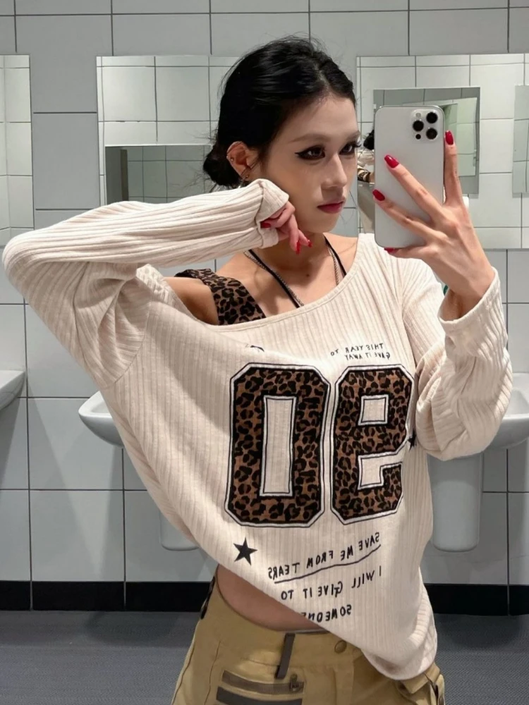 Y2K Patchwork Leopard Print T- - Fashion Streetwear incelemesi ve fiyatı