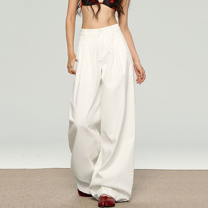 Korean White Loose Straight Le - Korean Street Fashion Female incelemesi ve fiyatı