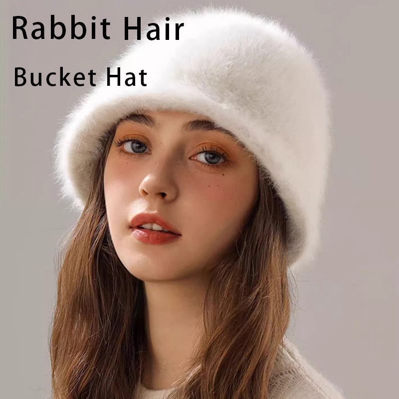 Winter Rabbit Hair Bucket Hat  - Street Fashion Russia incelemesi ve fiyatı