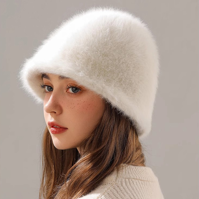 Winter Rabbit Hair Bucket Hat  - Street Fashion Russia incelemesi ve fiyatı