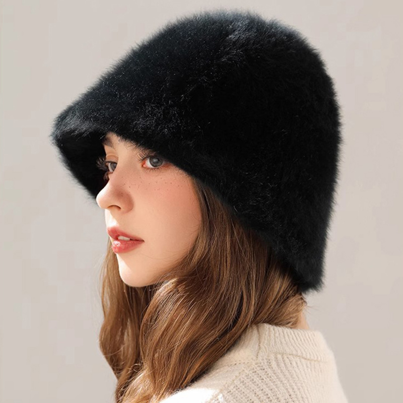 Winter Rabbit Hair Bucket Hat  - Street Fashion Russia incelemesi ve fiyatı