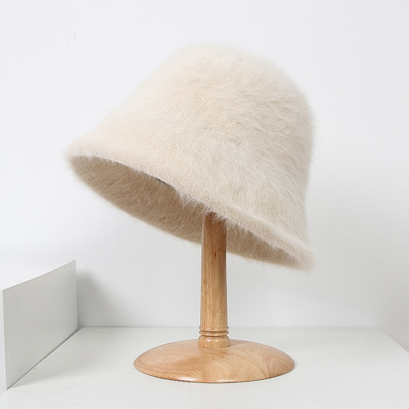 Winter Rabbit Hair Bucket Hat  - Street Fashion Russia incelemesi ve fiyatı