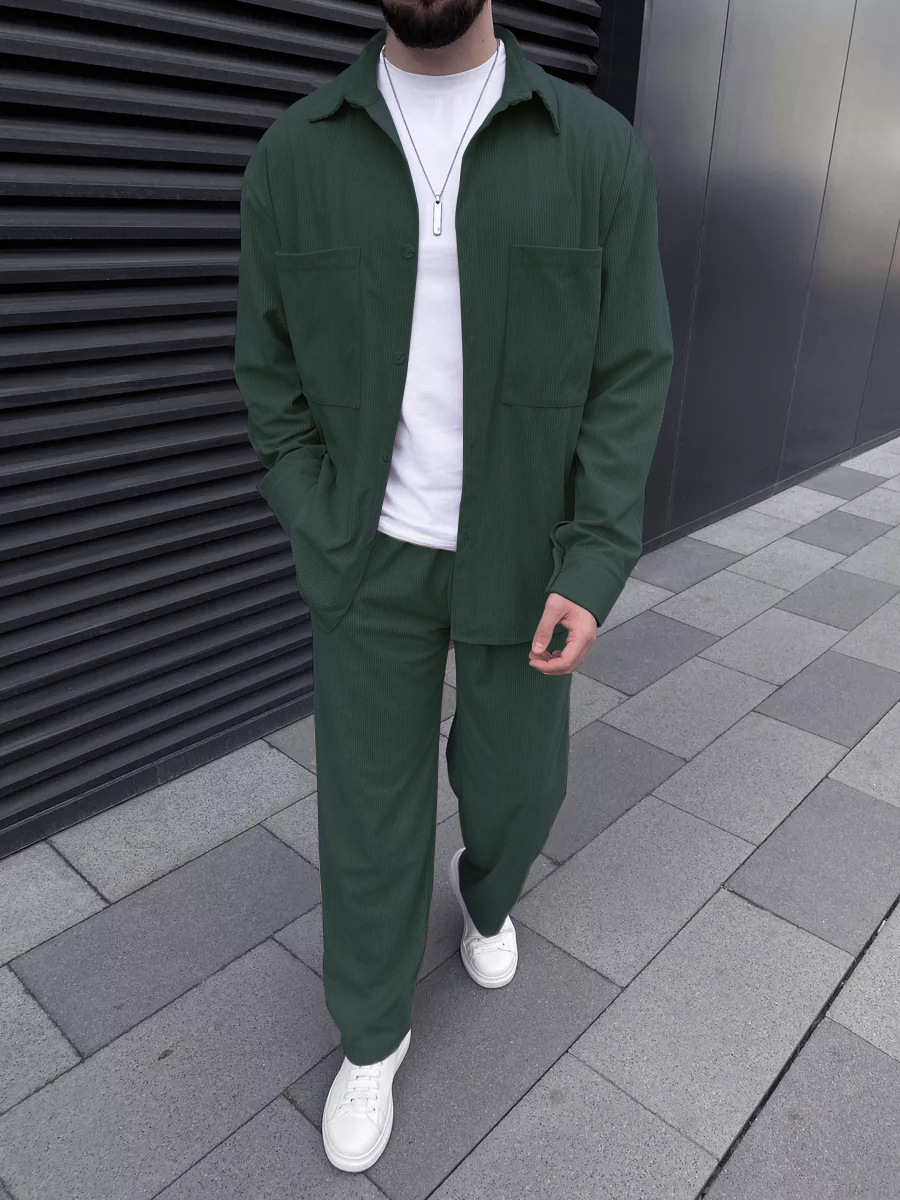 Men's corduroy two-piece outfi - Street Fashion China incelemesi ve fiyatı
