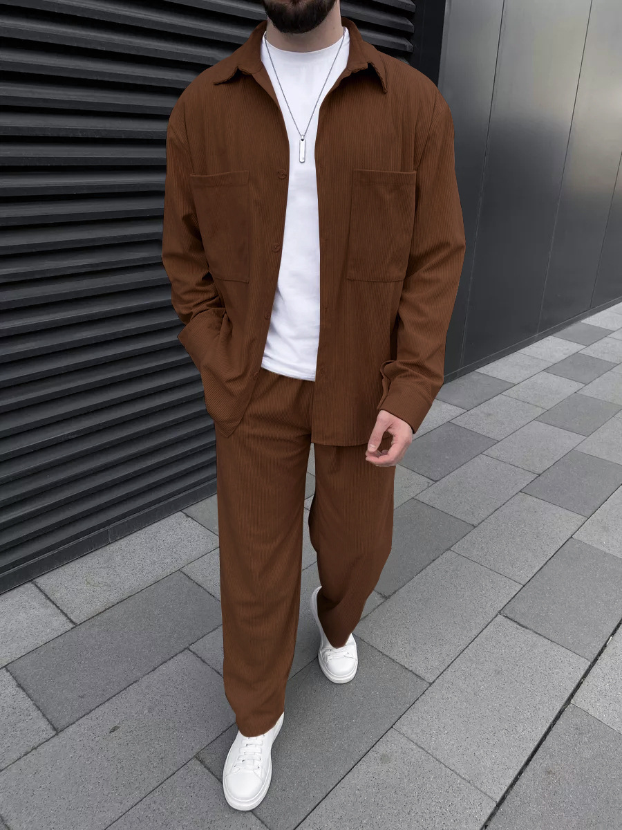 Men's corduroy two-piece outfi - Street Fashion China incelemesi ve fiyatı