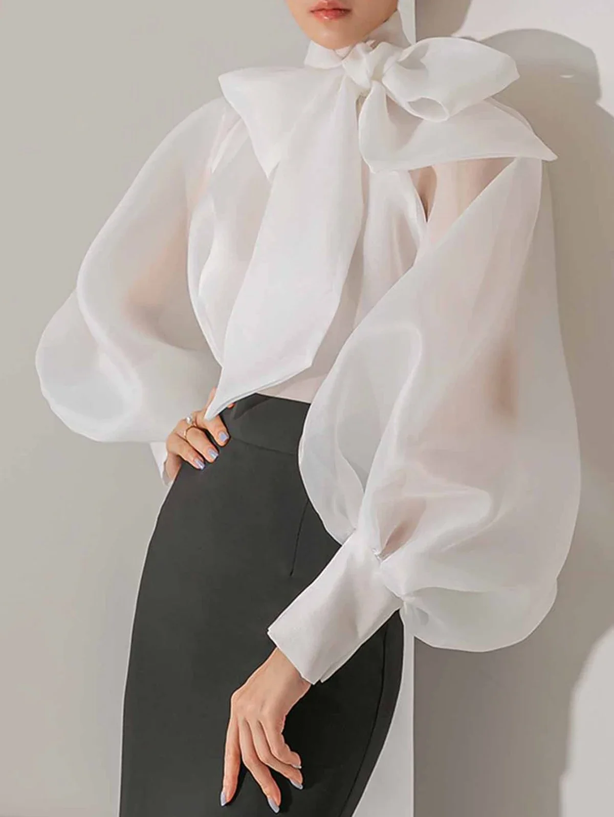 Women's Elegant Lantern Sleeve - Street Fashion Necklace incelemesi ve fiyatı