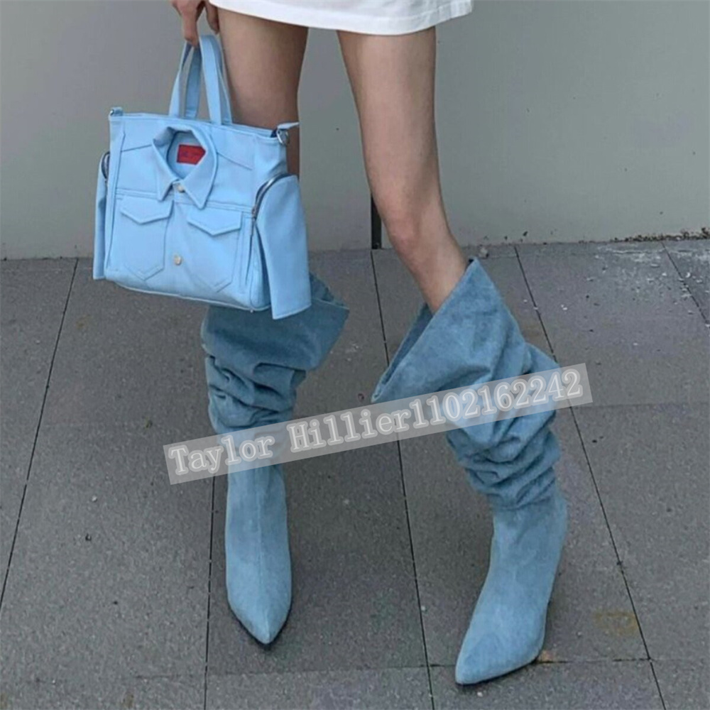 Springtime Blue Denim Pleated  - Street Fashion Runway incelemesi ve fiyatı