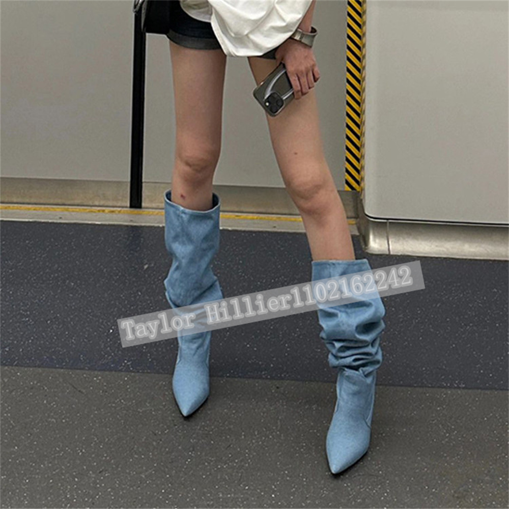 Springtime Blue Denim Pleated  - Street Fashion Runway incelemesi ve fiyatı