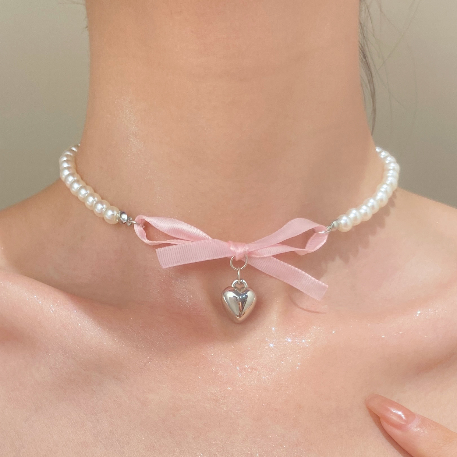 French Romantic Pink Bowknot H - Street Fashion Necklace incelemesi ve fiyatı