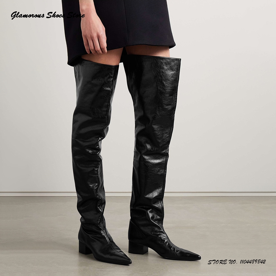 Crinkled-leather Over-the-knee - Street Fashion Runway incelemesi ve fiyatı