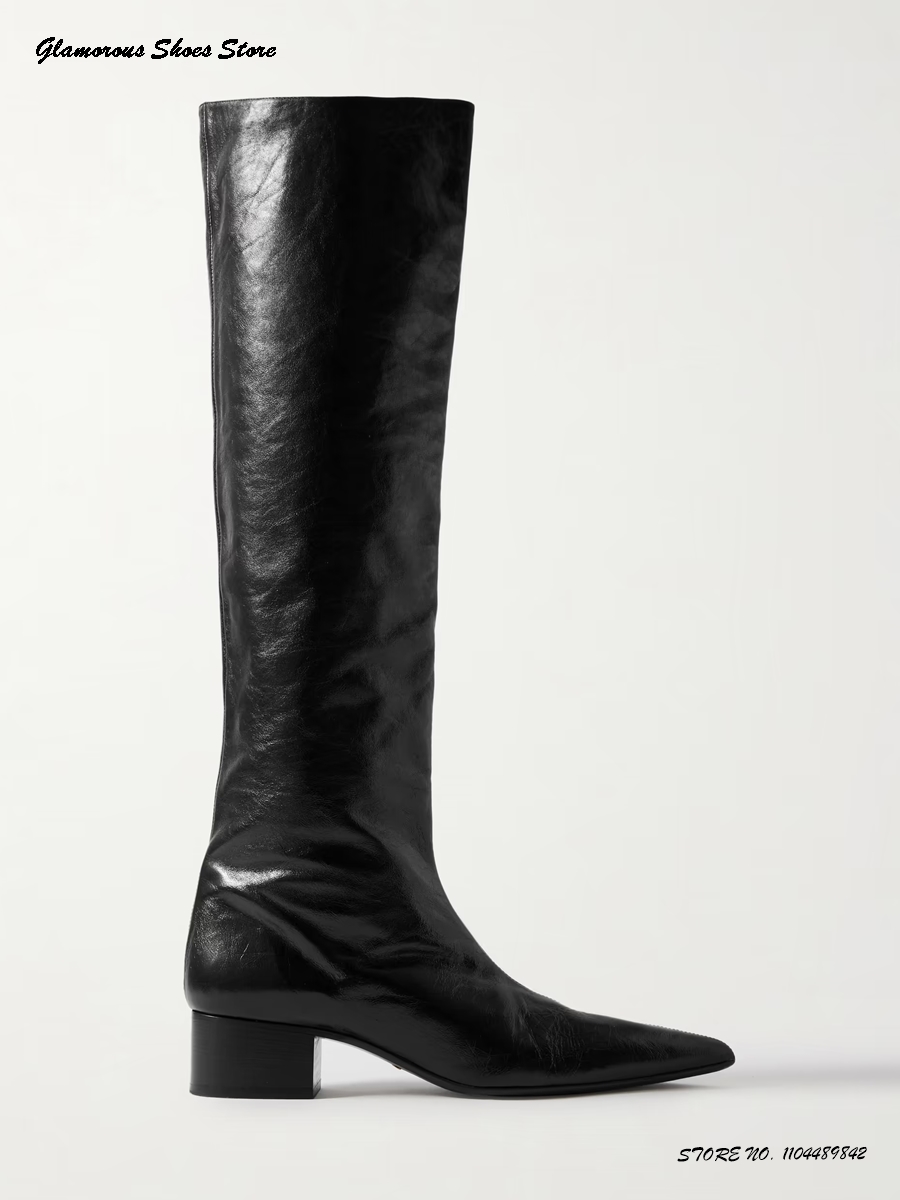 Crinkled-leather Over-the-knee - Street Fashion Runway incelemesi ve fiyatı