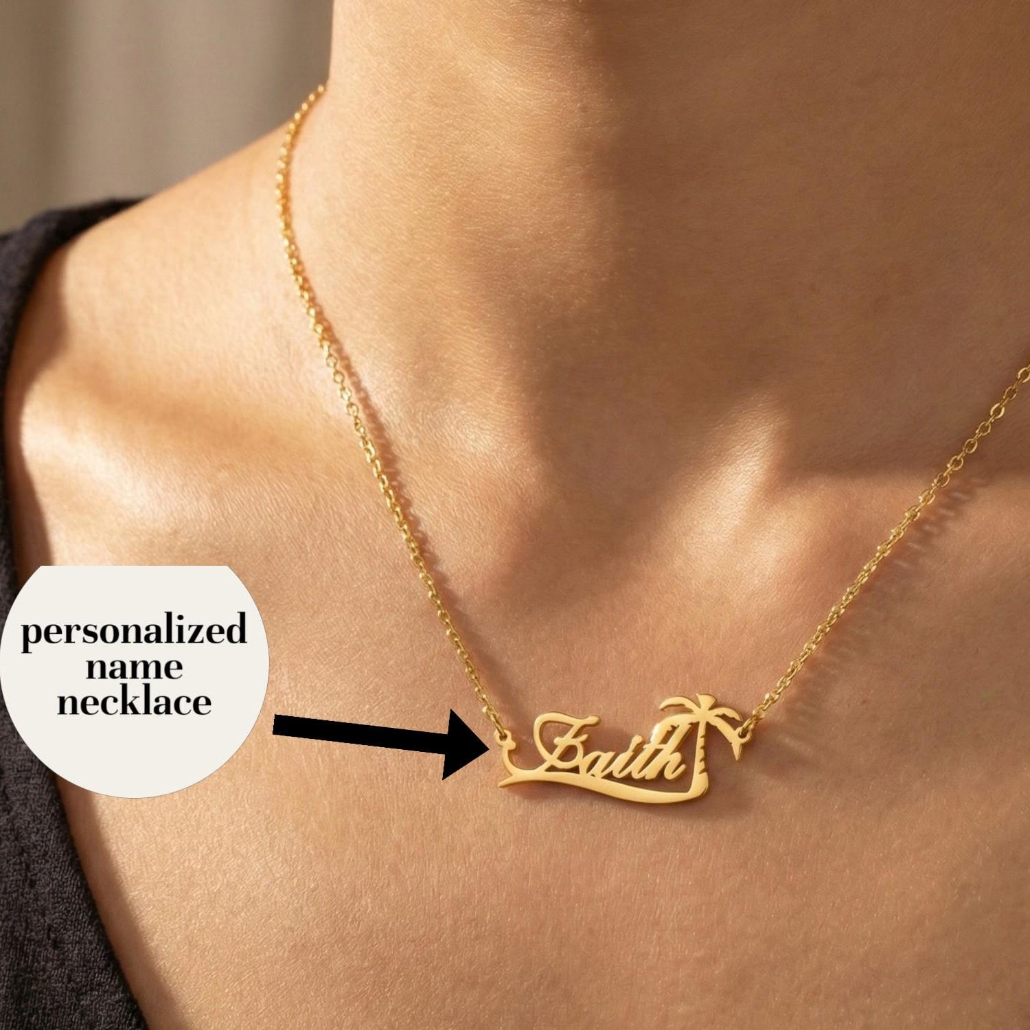 Custom Palm Tree Name Necklace - Street Fashion Necklace incelemesi ve fiyatı