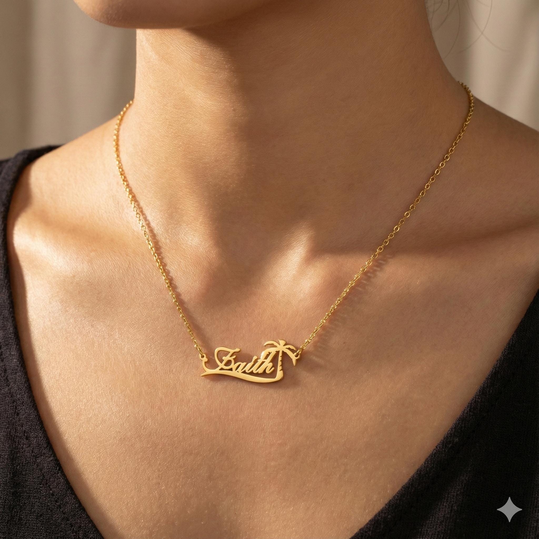 Custom Palm Tree Name Necklace - Street Fashion Necklace incelemesi ve fiyatı