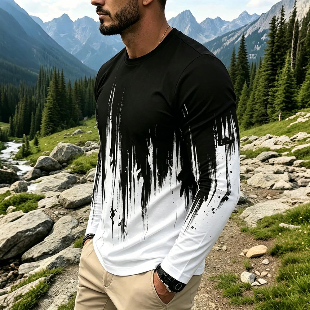 Men's Gradient Ink Splash Long - Fashion Streetwear incelemesi ve fiyatı