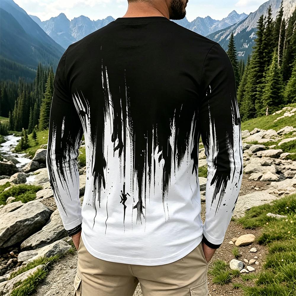 Men's Gradient Ink Splash Long - Fashion Streetwear incelemesi ve fiyatı