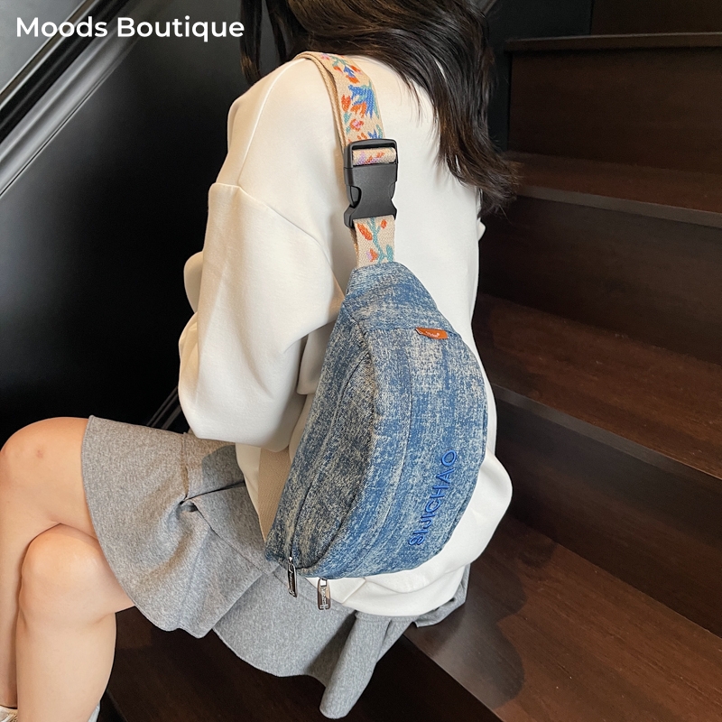 Denim Blue Chest Bags For Wome - Street Fashion Trend 2025 incelemesi ve fiyatı